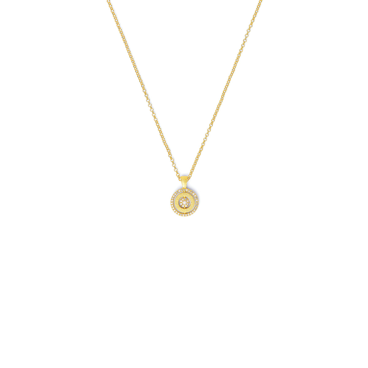 Kette mit Anhänger Pirouelli von BERND WOLF aus 24-Karat-goldplattiertem Sterlingsilber mit Zirkonia, Designlinie Pirouette.