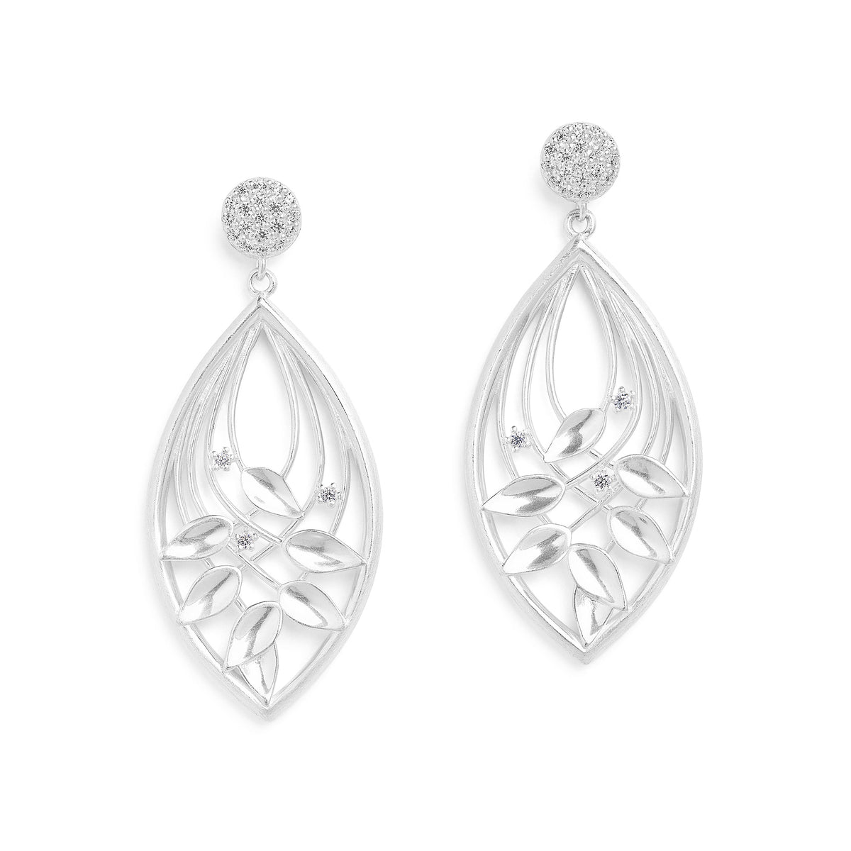 Ohrhänger Driluna von BERND WOLF aus 925er Sterlingsilber mit Zirkonia, Designlinie Swing.