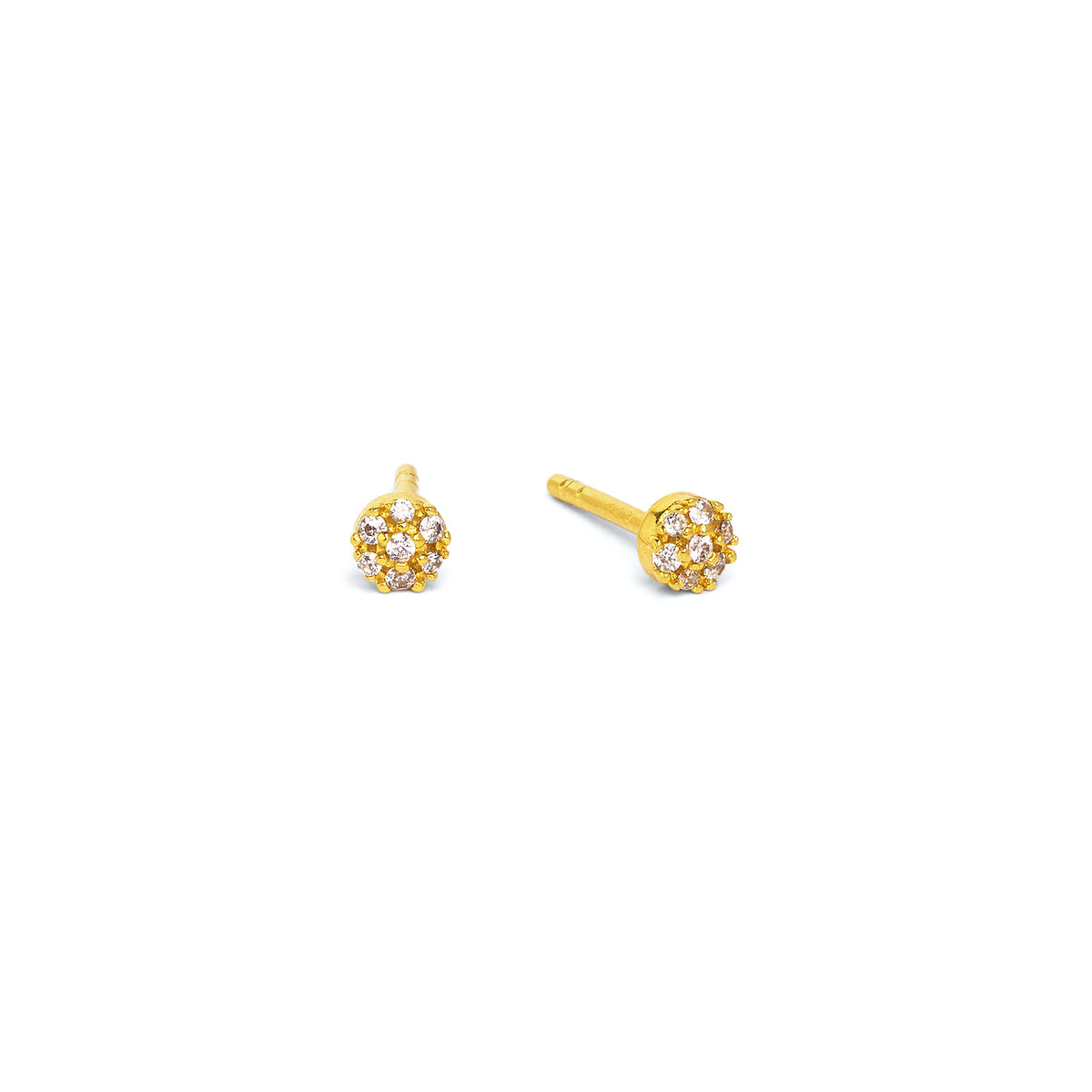 Ohrstecker Francis von BERND WOLF aus 24-Karat-goldplattiertem Sterlingsilber mit Zirkonia, Designlinie Hortensia.