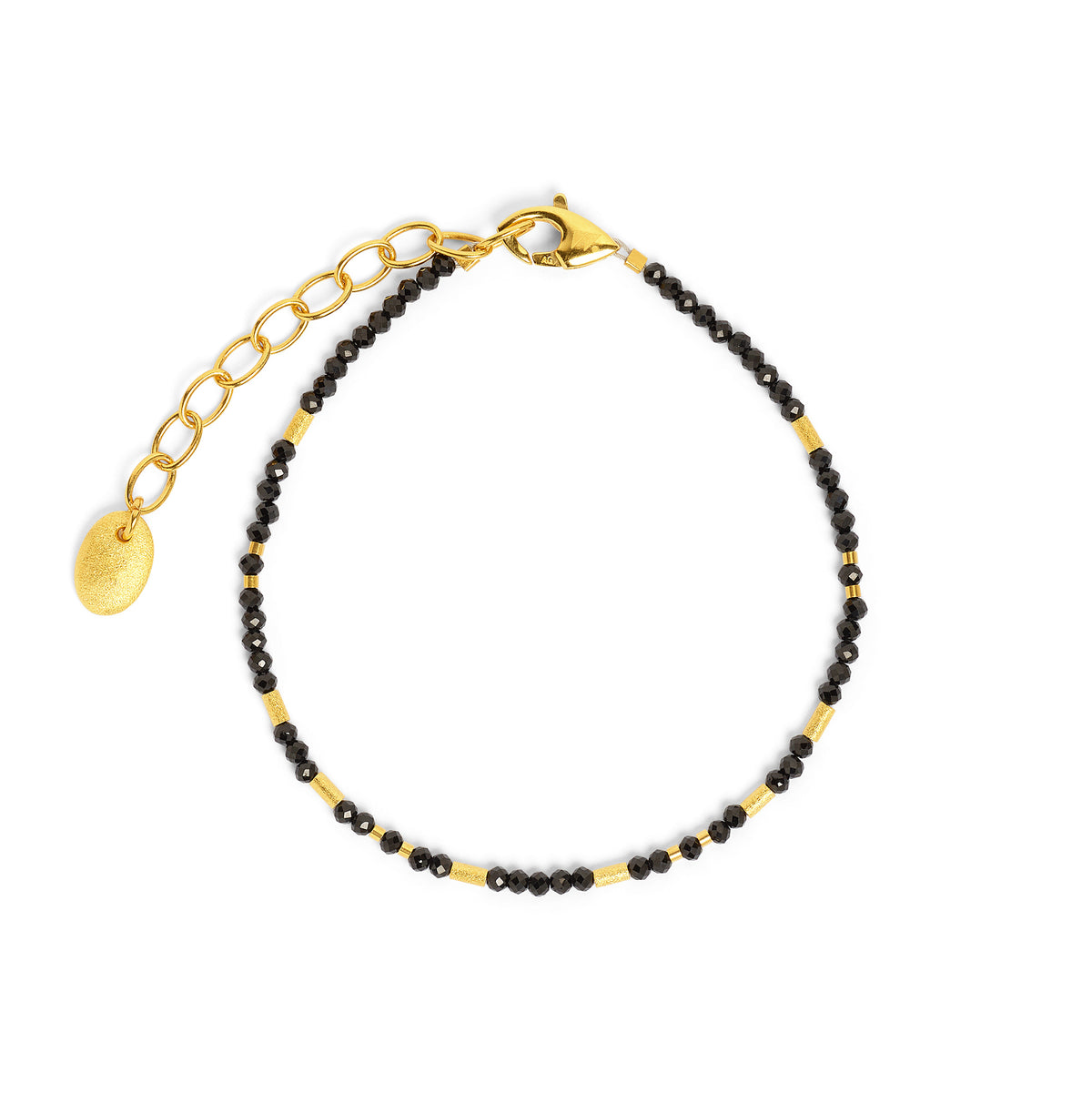 Armkette Tabaci von BERND WOLF aus 24-Karat-goldplattiertem Sterlingsilber mit Spinell, Designlinie Cleopatra.