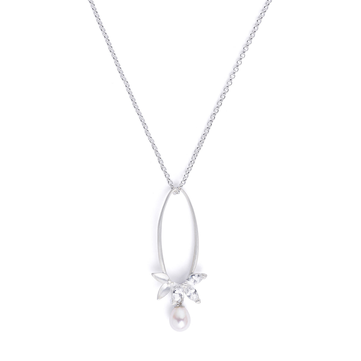 Kette mit Anhänger Navini von BERND WOLF aus 925er Sterlingsilber mit Süßwasserperle, Designlinie Leaves.