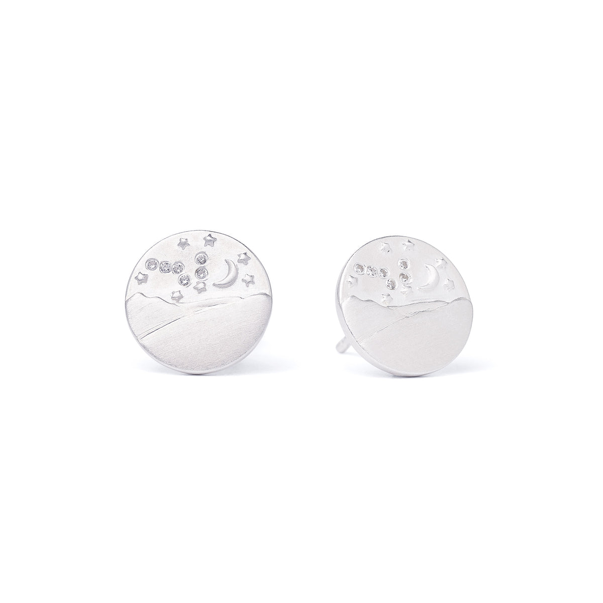 Ohrstecker Bergmond von BERND WOLF aus 925er Sterlingsilber mit Zirkonia, Designlinie Sun&Moon.