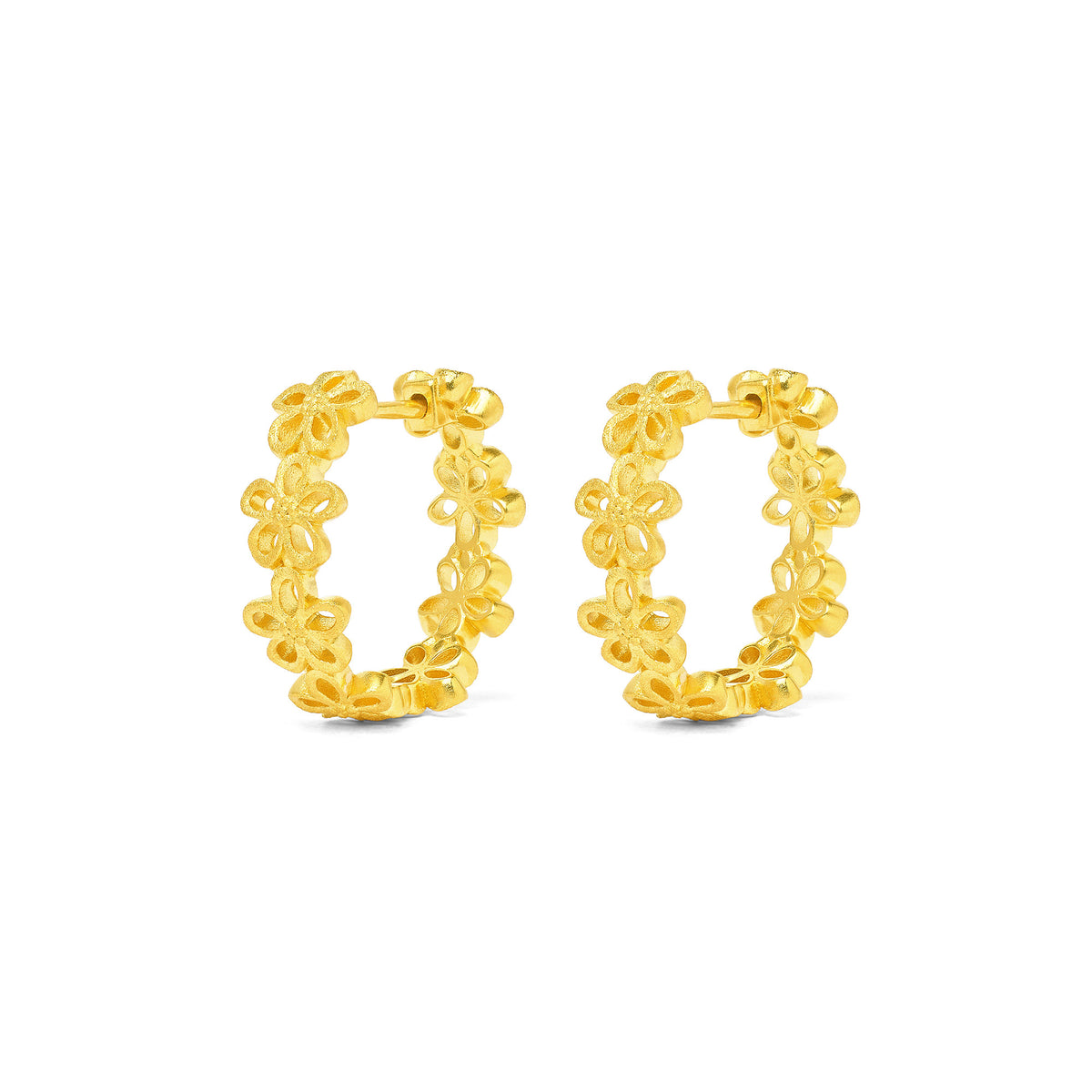Creolen Ceras von BERND WOLF aus 24-Karat-goldplattiertem Sterlingsilber, Designlinie Flowertimes.