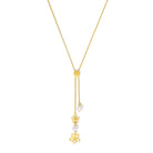 Y-Collier Cerenas von BERND WOLF aus 24-Karat-goldplattiertem Sterlingsilber mit Süßwasserperle, Designlinie Flowertimes.