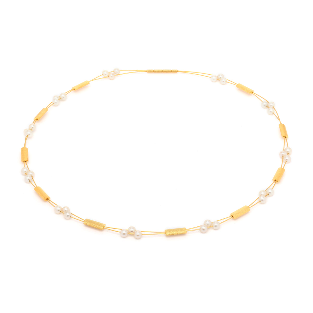 Collier Destona von BERND WOLF aus 24-Karat-goldplattiertem Sterlingsilber mit Süßwasserperle, Designlinie Basics.
