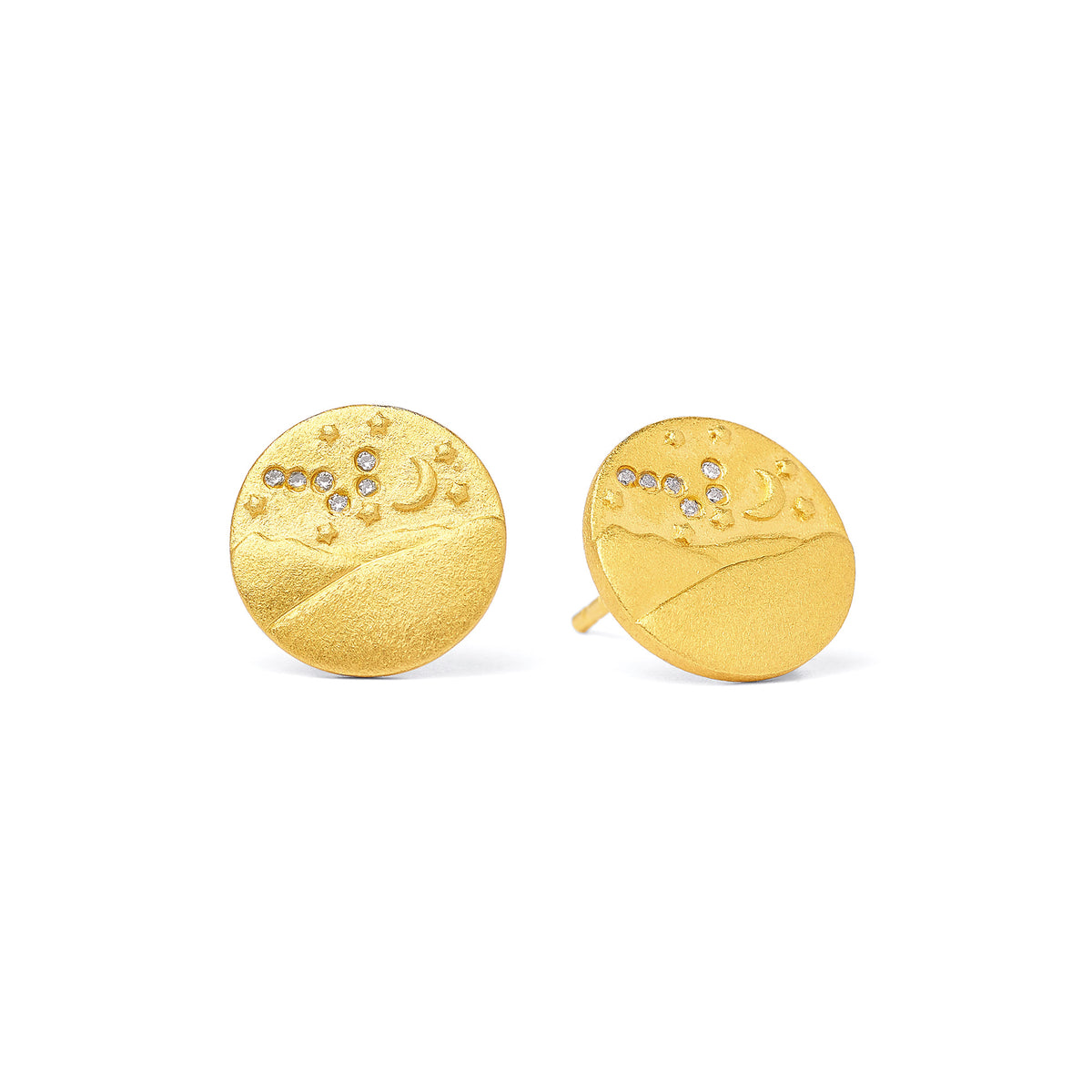 Ohrstecker Bergmond von BERND WOLF aus 24-Karat-goldplattiertem Sterlingsilber mit Zirkonia, Designlinie Sun&Moon.