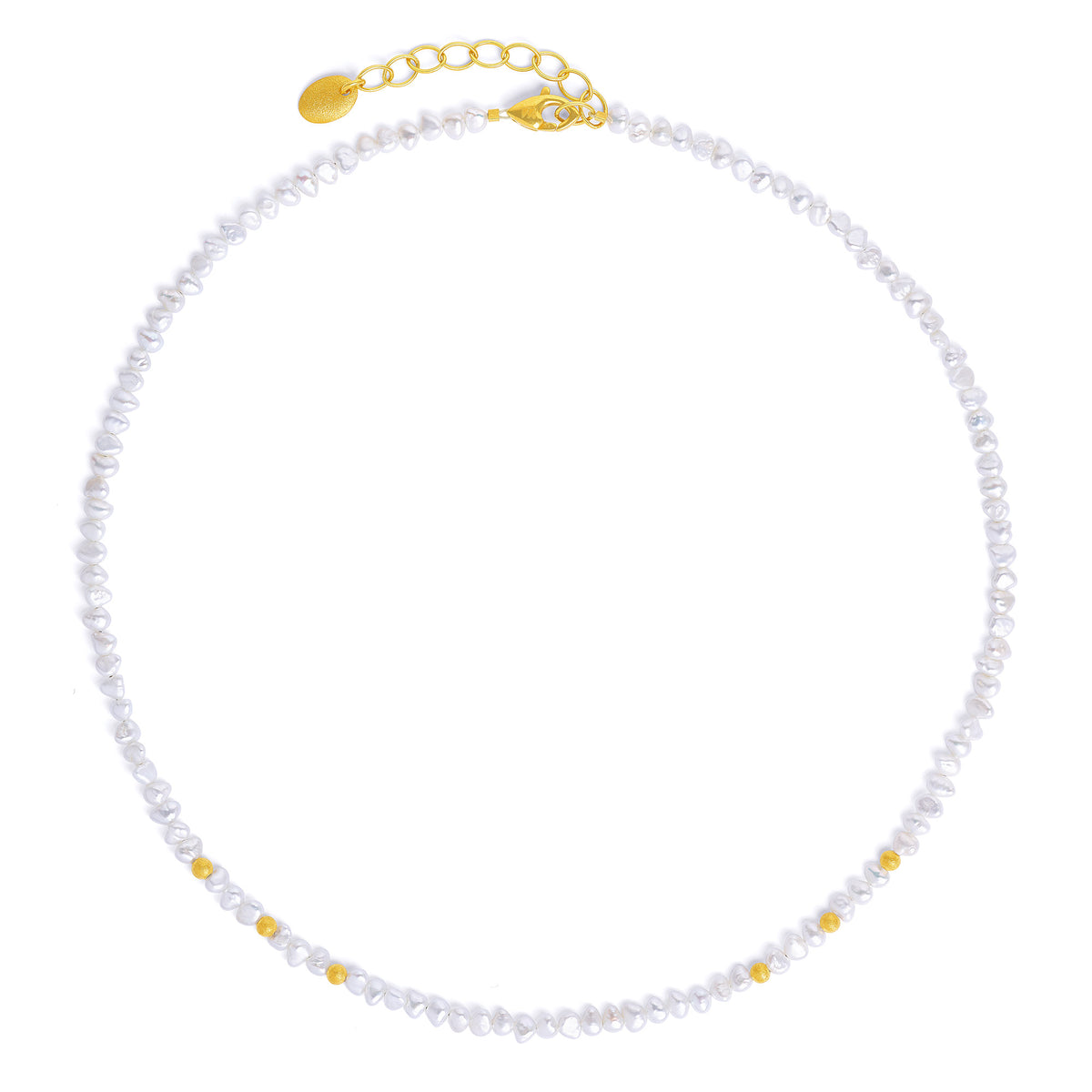 Halskette Bevellia von BERND WOLF aus 24-Karat-goldplattiertem Sterlingsilber mit Süßwasserperle, Designlinie Basics.