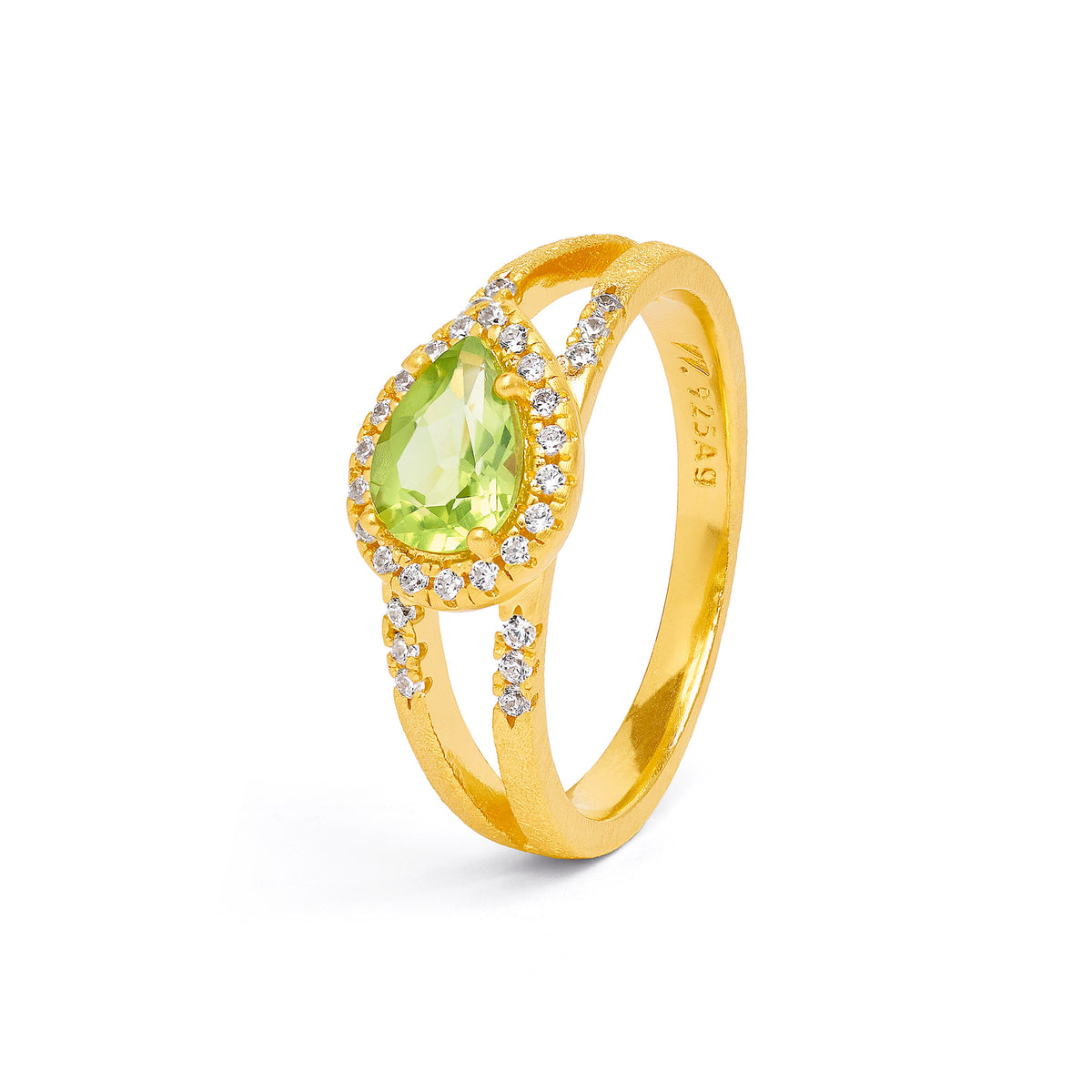 Ring Antoinette von BERND WOLF aus 24-Karat-goldplattiertem Sterlingsilber mit Peridot, Designlinie Aqua.