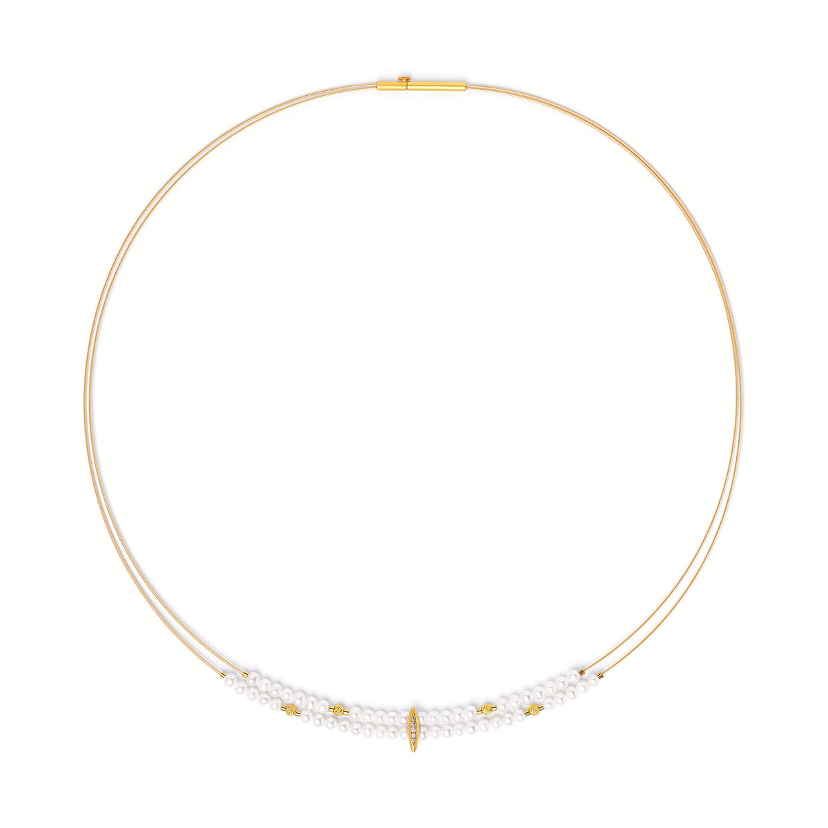 Schmuckstück von BERND WOLF aus 24-Karat-goldplattiertem Sterlingsilber mit Süßwasserperle.