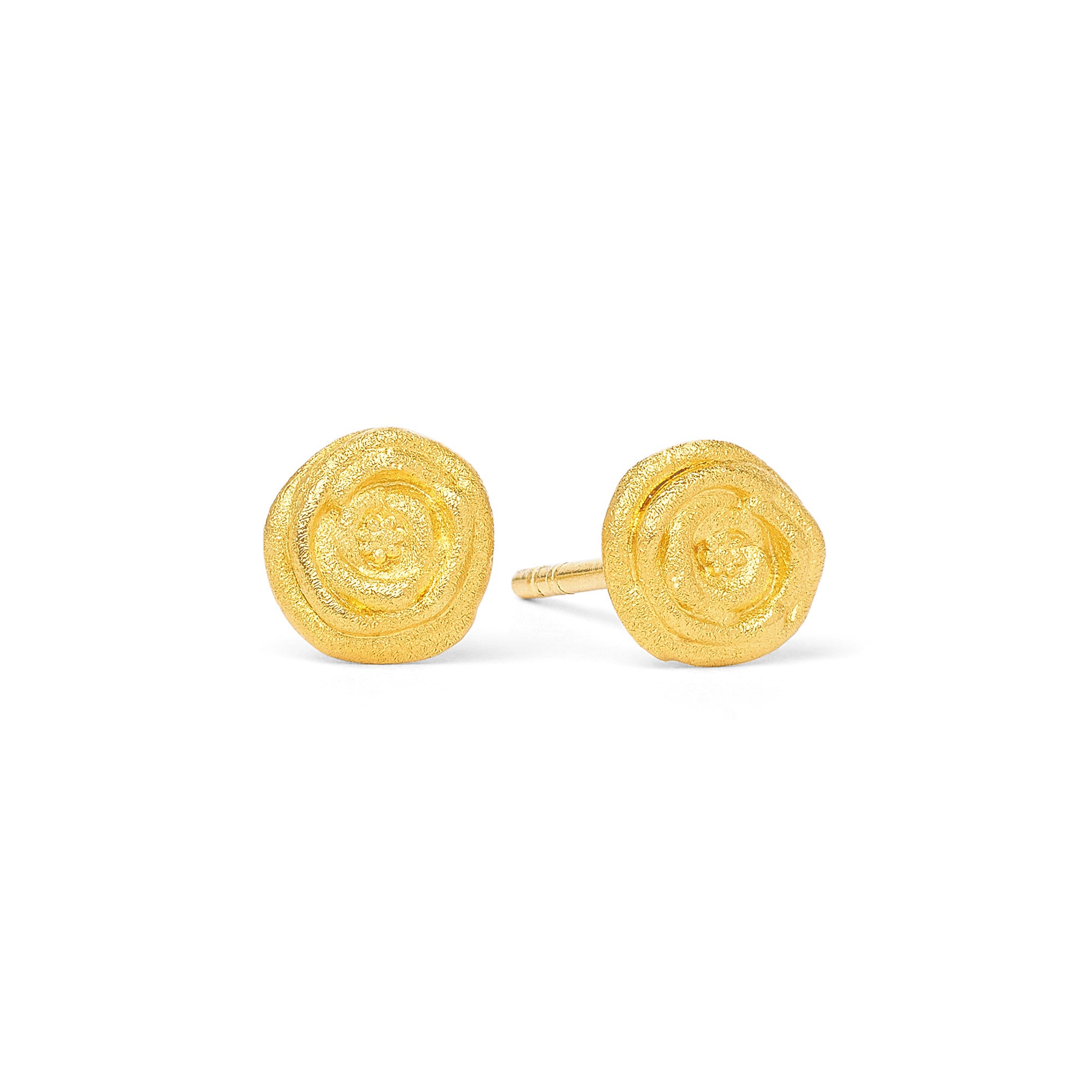 Ohrstecker Rosena von BERND WOLF aus 24-Karat-goldplattiertem Sterlingsilber, Designlinie Rose.