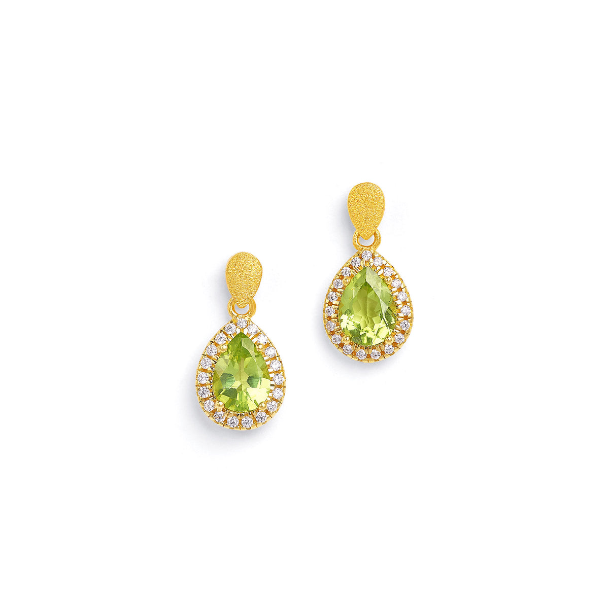 Ohrhänger Antoinette von BERND WOLF aus 24-Karat-goldplattiertem Sterlingsilber mit Peridot, Designlinie Aqua.