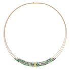 Collier Venizias von BERND WOLF aus 24-Karat-goldplattiertem Sterlingsilber mit Rubin-Zoisit, Designlinie Navette.