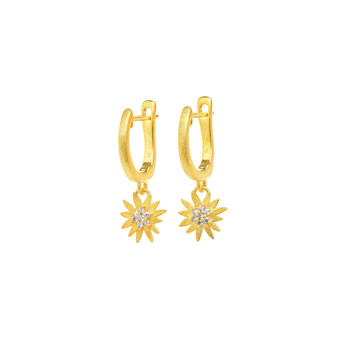 Ohrhänger Almini von BERND WOLF aus 24-Karat-goldplattiertem Sterlingsilber mit Zirkonia, Designlinie Bergwelt.