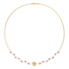 Collier Flesca von BERND WOLF aus 24-Karat-goldplattiertem Sterlingsilber mit Turmalin pink, Designlinie Liana.
