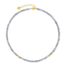Halskette Fabella von BERND WOLF aus 24-Karat-goldplattiertem Sterlingsilber mit Labradorit, Designlinie Cubes.