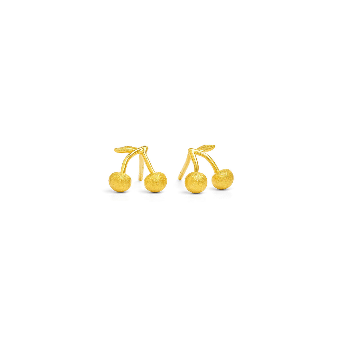 Ohrstecker Kirsch von BERND WOLF aus 24-Karat-goldplattiertem Sterlingsilber, Designlinie Bergwelt.