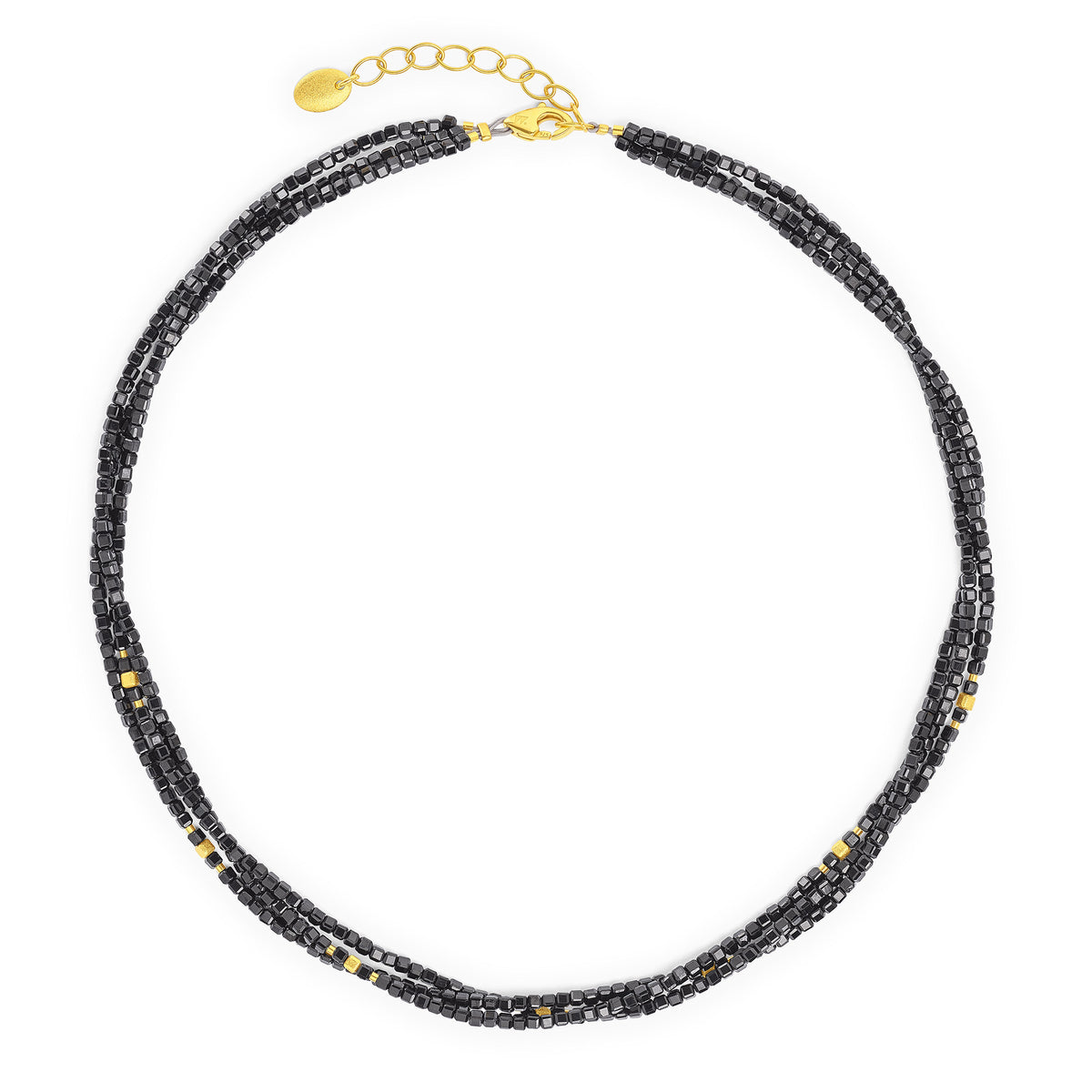 Halskette Sedona von BERND WOLF aus 24-Karat-goldplattiertem Sterlingsilber mit Spinell, Designlinie Cubes.