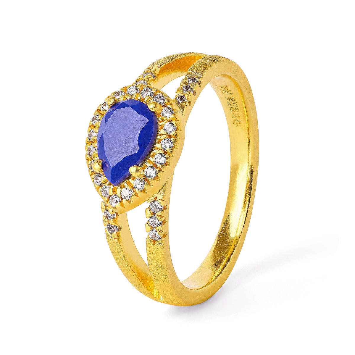 Ring Antoinette von BERND WOLF aus 24-Karat-goldplattiertem Sterlingsilber mit Lapislazuli, Designlinie Aqua.