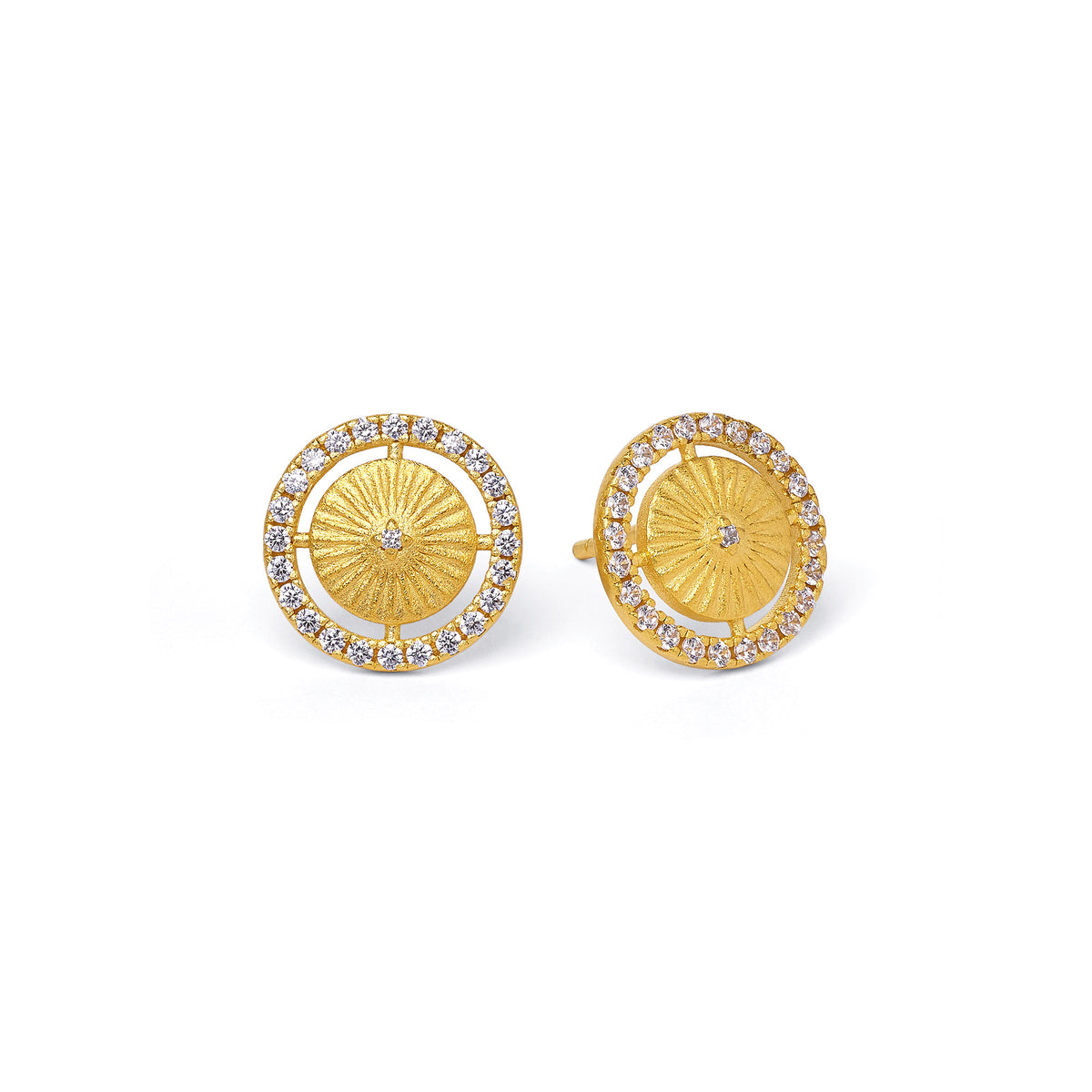 Ohrstecker Solira von BERND WOLF aus 24-Karat-goldplattiertem Sterlingsilber mit Zirkonia, Designlinie Sun&Moon.