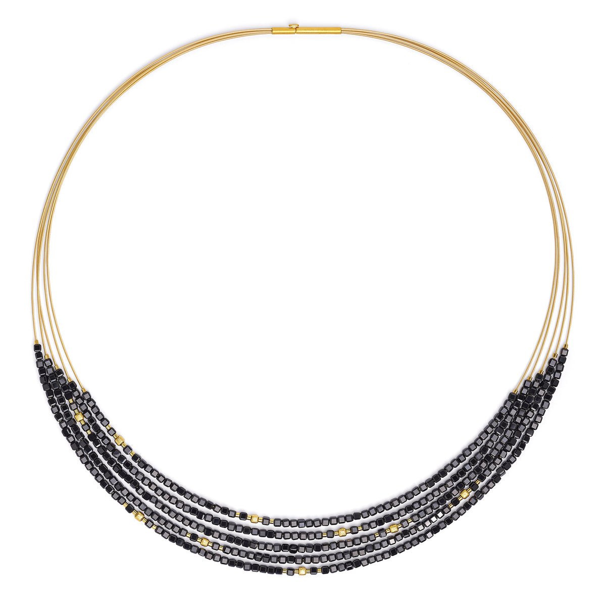 Collier Cusco von BERND WOLF aus 24-Karat-goldplattiertem Sterlingsilber mit Turmalin, Designlinie Liana.