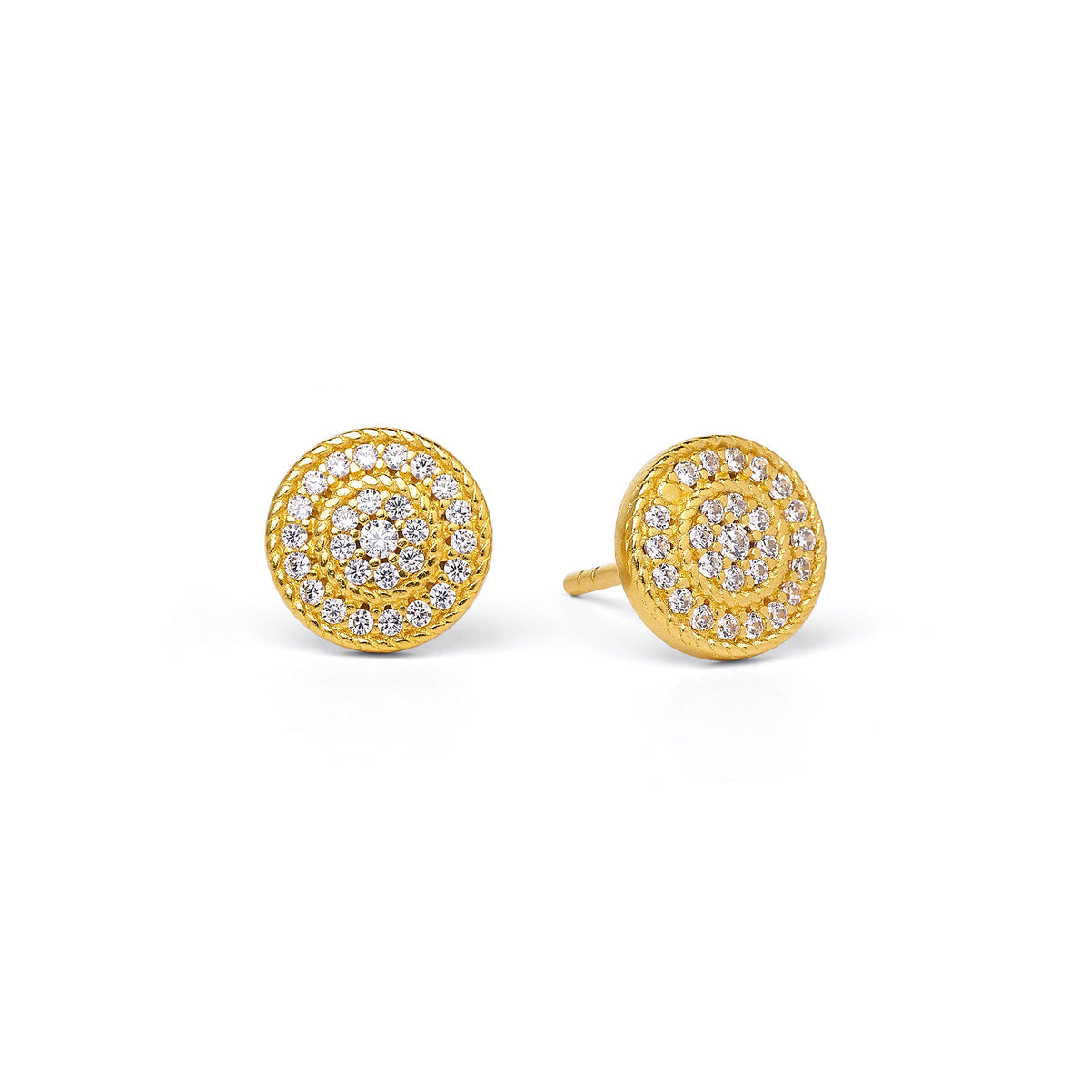 Ohrstecker Verina von BERND WOLF aus 24-Karat-goldplattiertem Sterlingsilber mit Zirkonia, Designlinie Sparkling Pavé.