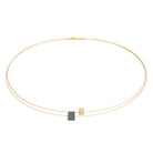 Collier Cubetta von BERND WOLF aus 24-Karat-goldplattiertem Sterlingsilber mit Hämatin matt, Designlinie Cubes.