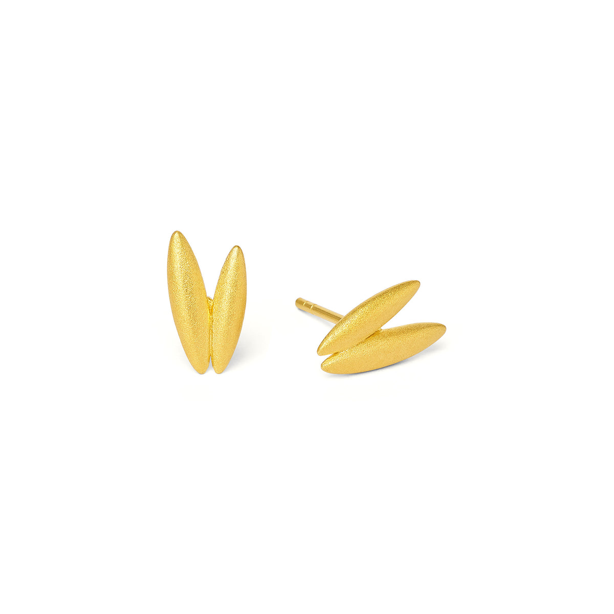 Ohrstecker Venduetto von BERND WOLF aus 24-Karat-goldplattiertem Sterlingsilber, Designlinie Navette.