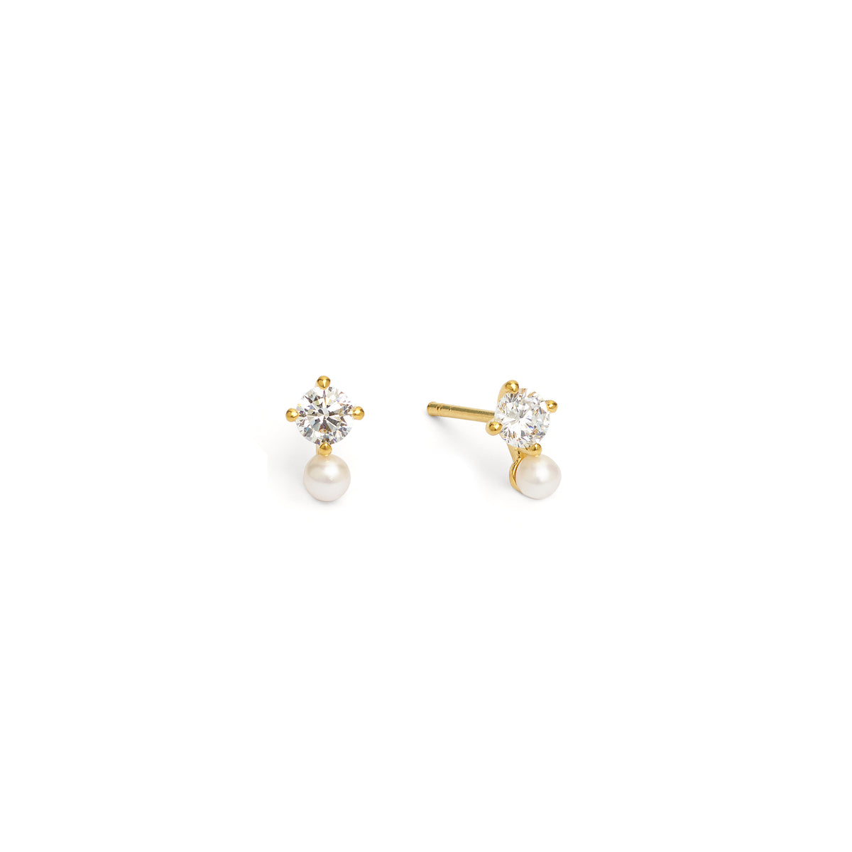 Ohrstecker Brinetti von BERND WOLF aus 24-Karat-goldplattiertem Sterlingsilber mit Süßwasserperle, Designlinie Brilliana.
