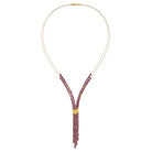 Y-Collier Yacusa von BERND WOLF aus 24-Karat-goldplattiertem Sterlingsilber mit Granat, Designlinie Cubes.