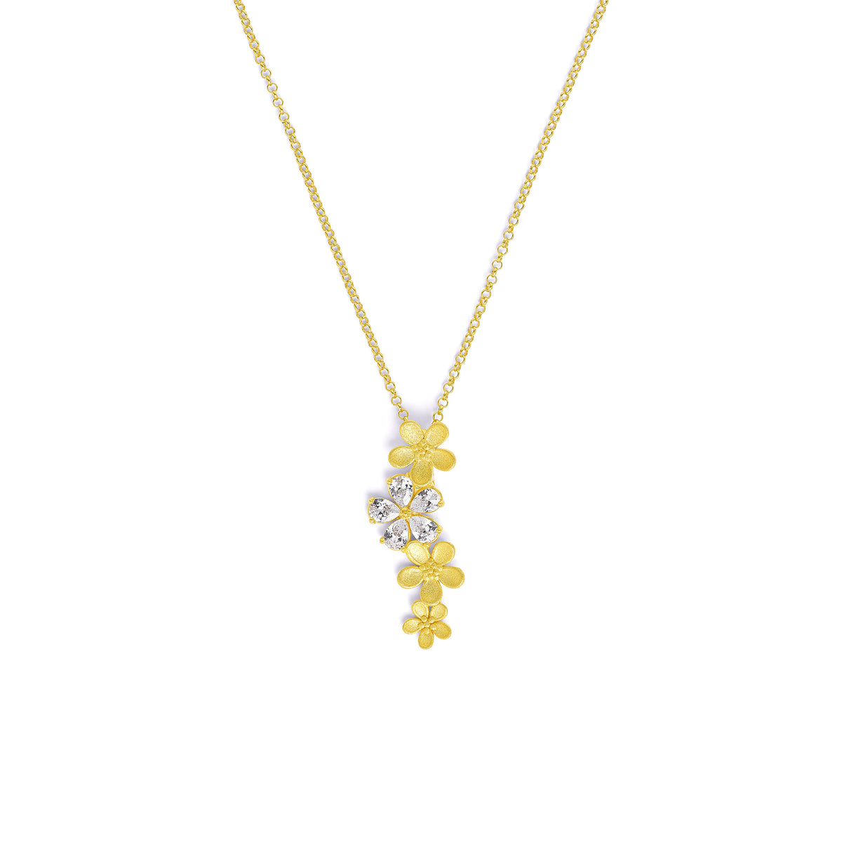 Kette mit Anhänger Marcella von BERND WOLF aus 24-Karat-goldplattiertem Sterlingsilber mit Granat, Designlinie Flowertimes.