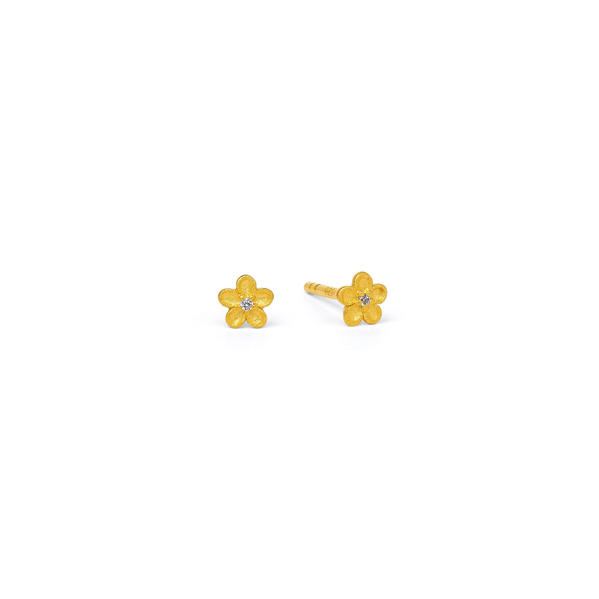 Ohrstecker Cerizini von BERND WOLF aus 24-Karat-goldplattiertem Sterlingsilber mit Zirkonia, Designlinie Flowertimes.