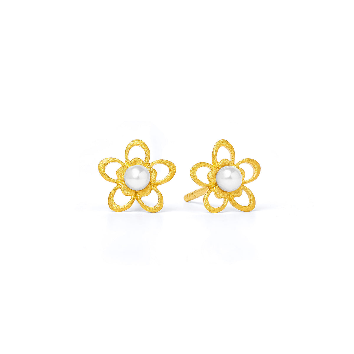 Ohrstecker Ceris von BERND WOLF aus 24-Karat-goldplattiertem Sterlingsilber mit Süßwasserperle, Designlinie Flowertimes.