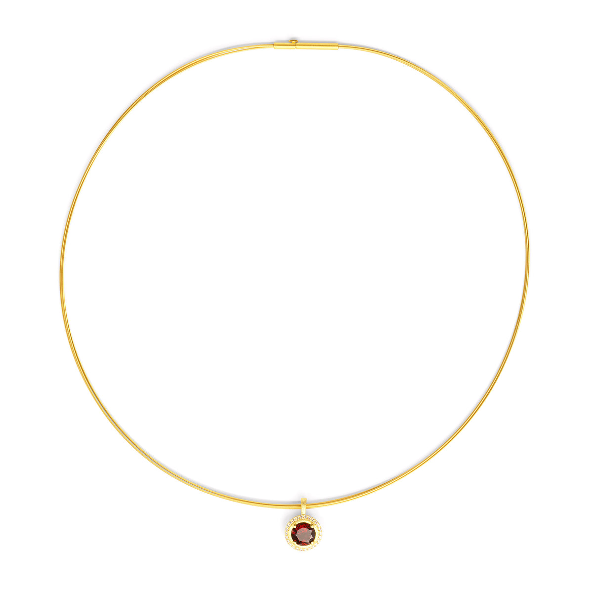 Ohrstecker Disenia von BERND WOLF aus 24-Karat-goldplattiertem Sterlingsilber mit Granat, Designlinie Planeo.