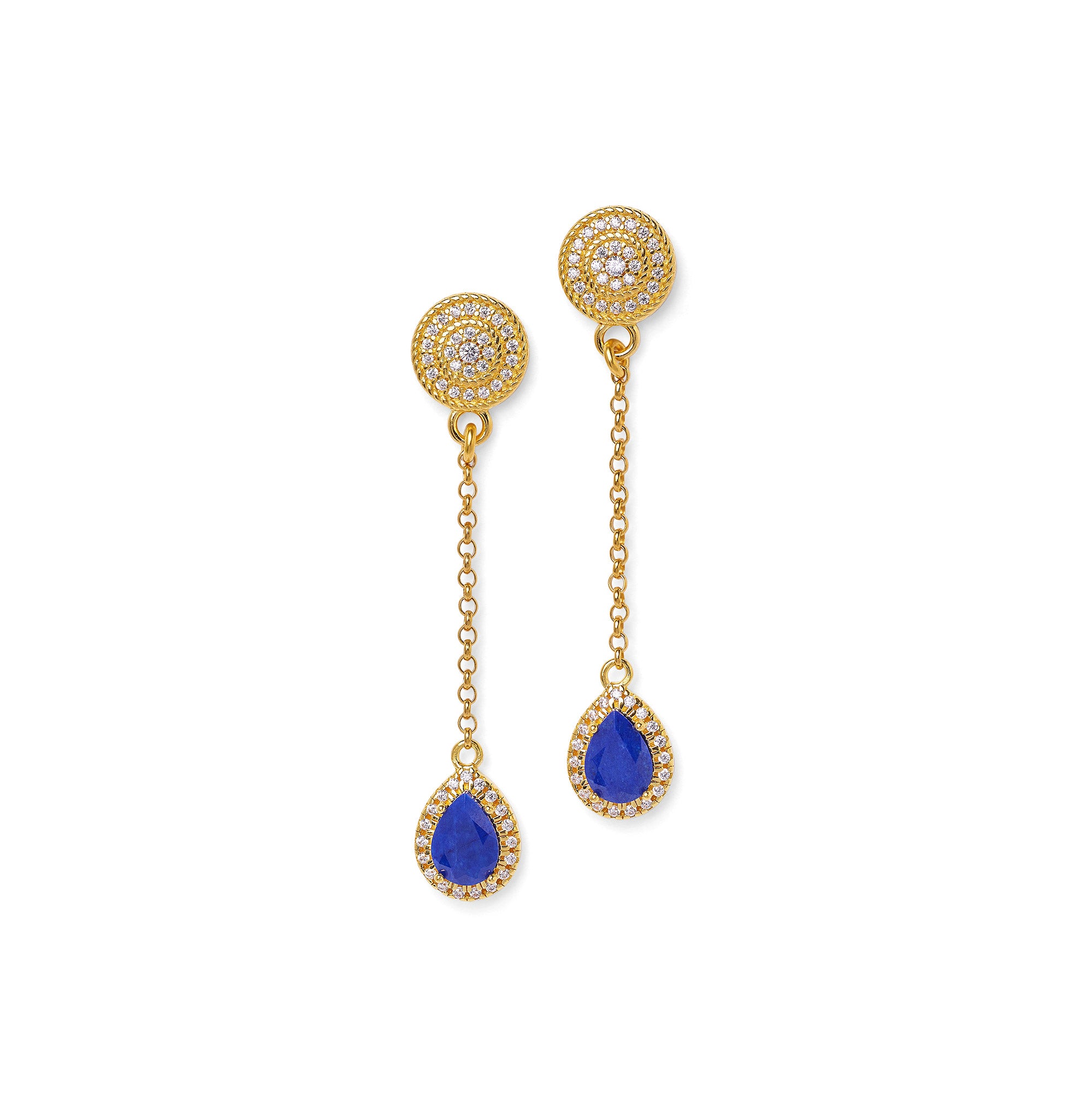 Ohrhänger Antonella von BERND WOLF aus 24-Karat-goldplattiertem Sterlingsilber mit Lapislazuli, Designlinie Aqua.