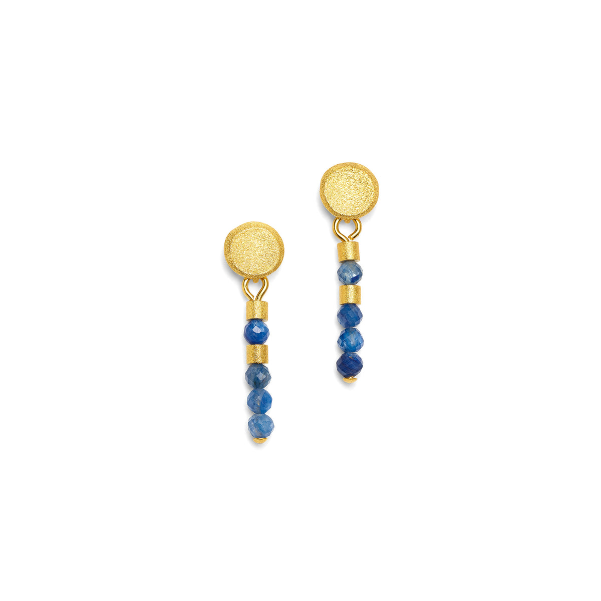 Ohrhänger Steira von BERND WOLF aus 24-Karat-goldplattiertem Sterlingsilber mit Kyanit, Designlinie Cleopatra.
