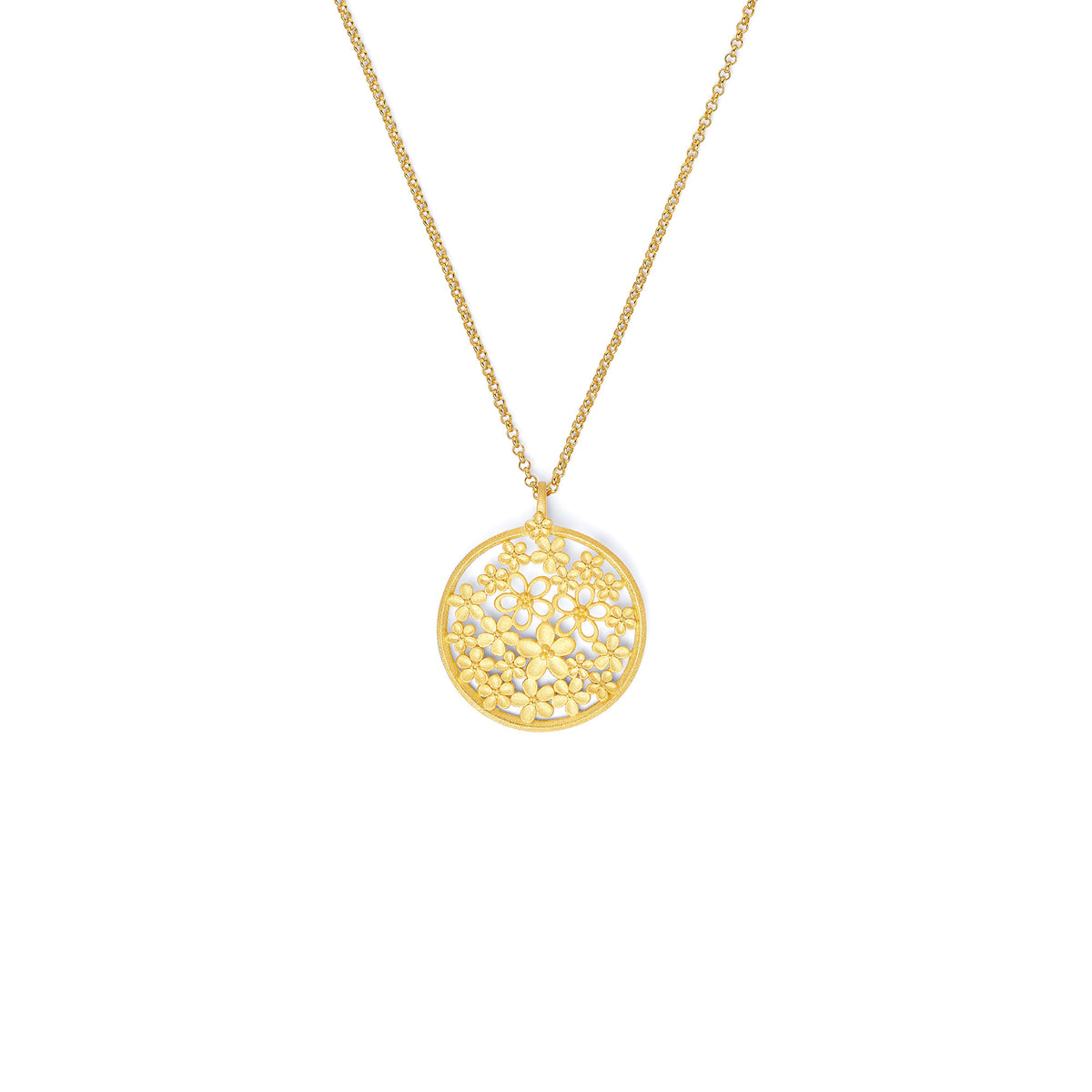 Kette mit Anhänger Bouquenio von BERND WOLF aus 24-Karat-goldplattiertem Sterlingsilber, Designlinie Flowertimes.