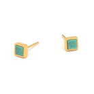 Ohrstecker Planis von BERND WOLF aus 24-Karat-goldplattiertem Sterlingsilber mit Türkis blau, Designlinie Cubes.