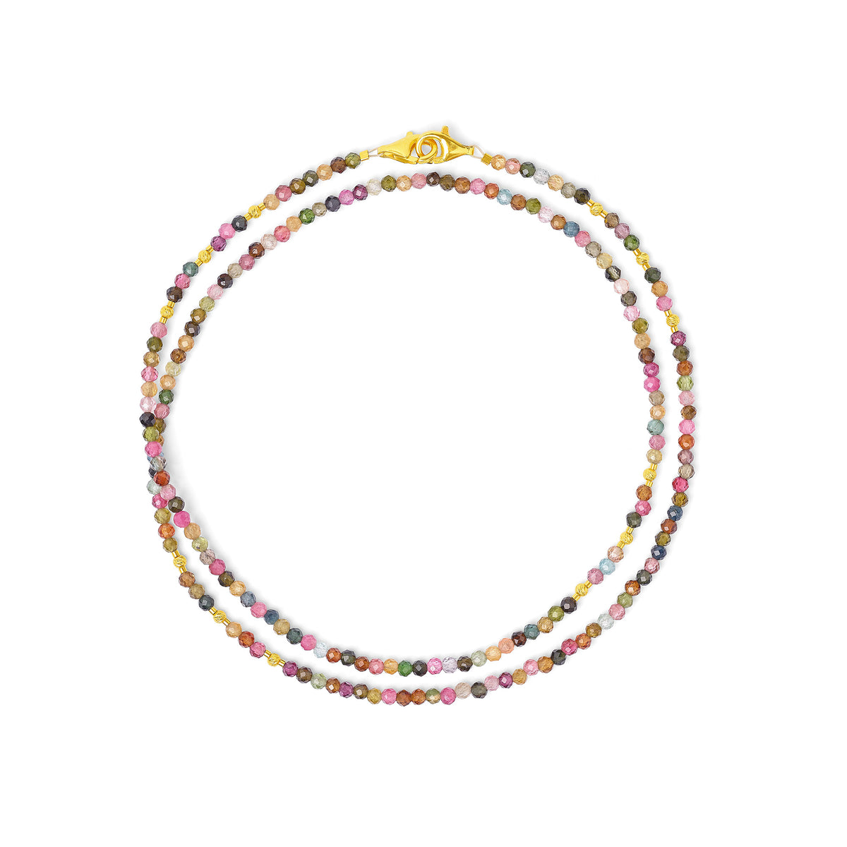 Halskette Indilan von BERND WOLF aus 24-Karat-goldplattiertem Sterlingsilber mit Turmalin, Designlinie Cubes.
