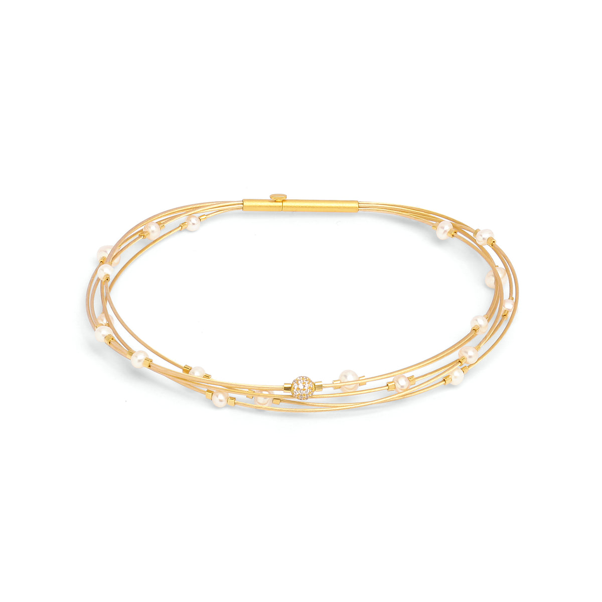 Armreif Apasiona von BERND WOLF aus 24-Karat-goldplattiertem Sterlingsilber mit Süßwasserperle, Designlinie Apasiona.