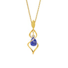 Kette mit Anhänger Spiranni von BERND WOLF aus 24-Karat-goldplattiertem Sterlingsilber mit Lapislazuli, Designlinie Navette.
