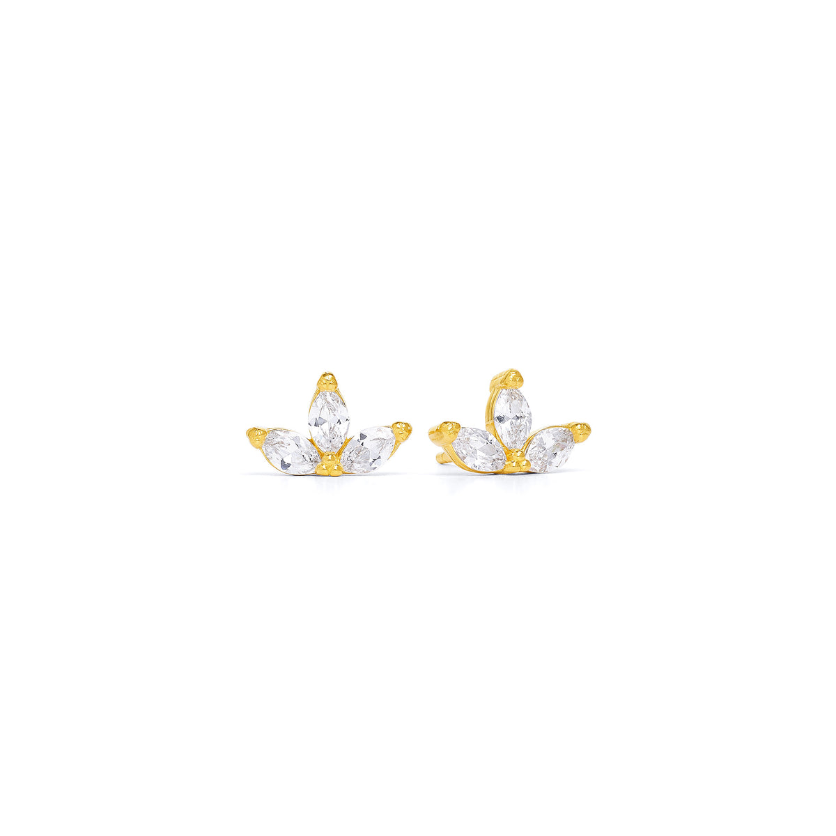 Ohrstecker Navinetti von BERND WOLF aus 24-Karat-goldplattiertem Sterlingsilber mit Zirkonia, Designlinie Leaves.