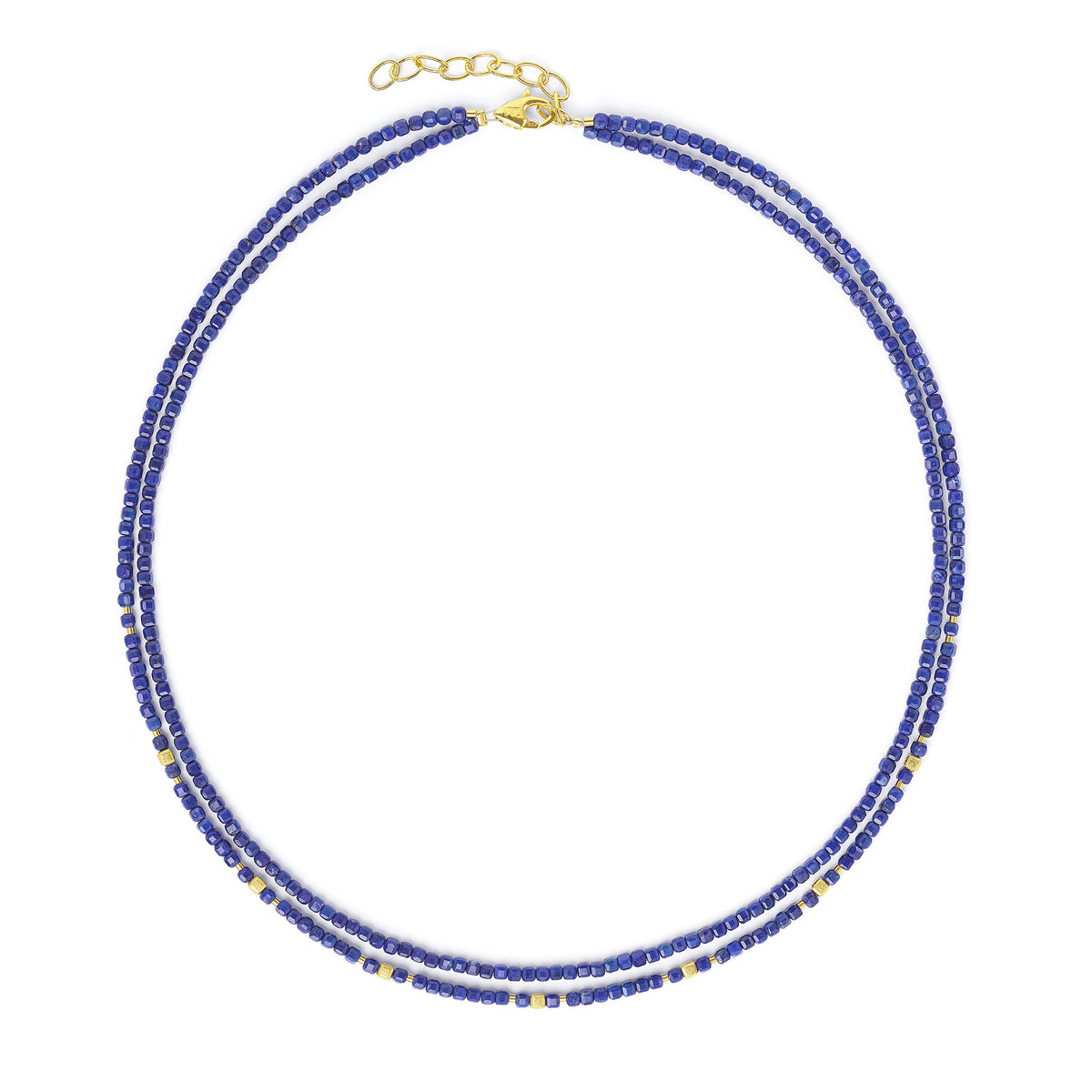 Halskette Cusoli von BERND WOLF aus 24-Karat-goldplattiertem Sterlingsilber mit Lapislazuli, Designlinie Cubes.