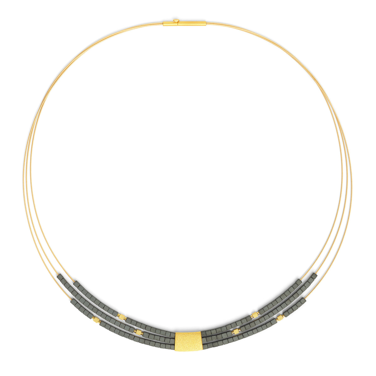 Collier Plania von BERND WOLF aus 24-Karat-goldplattiertem Sterlingsilber mit Rubin-Zoisit.