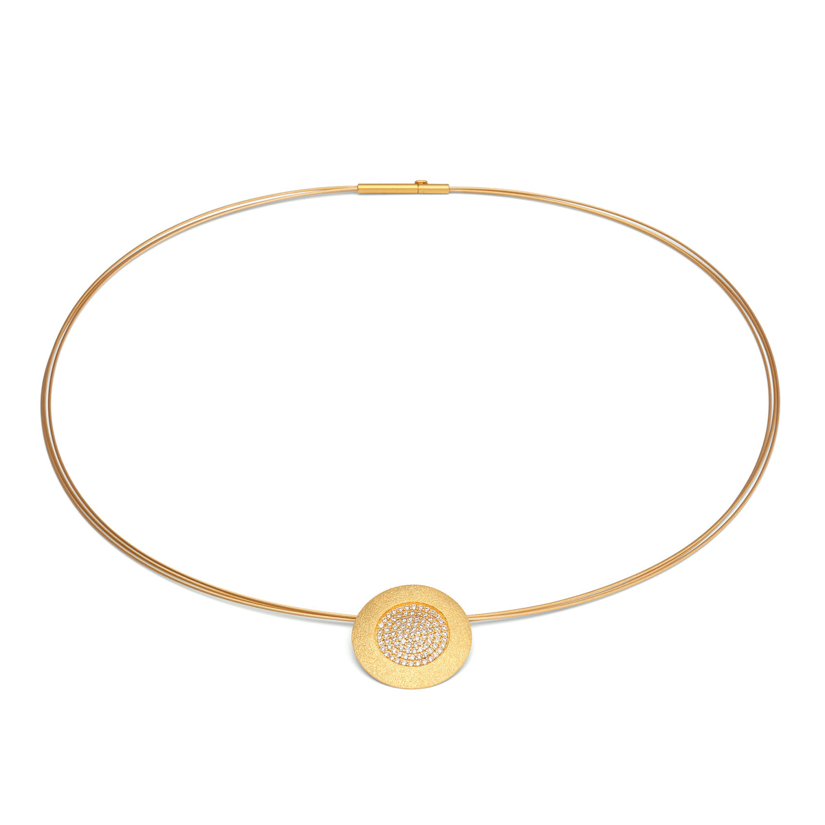 Collier Padmo von BERND WOLF aus 24-Karat-goldplattiertem Sterlingsilber mit Zirkonia, Designlinie Pavé Zirkonia.
