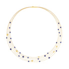 Collier Planety von BERND WOLF aus 24-Karat-goldplattiertem Sterlingsilber mit Lapislazuli, Designlinie Orbit.