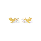Ohrstecker Taube von BERND WOLF aus 24-Karat-goldplattiertem Sterlingsilber mit Zirkonia, Designlinie Friedenstaube.