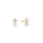 Ohrstecker Brinetta von BERND WOLF aus 24-Karat-goldplattiertem Sterlingsilber mit Süßwasserperle, Designlinie Brilliana.
