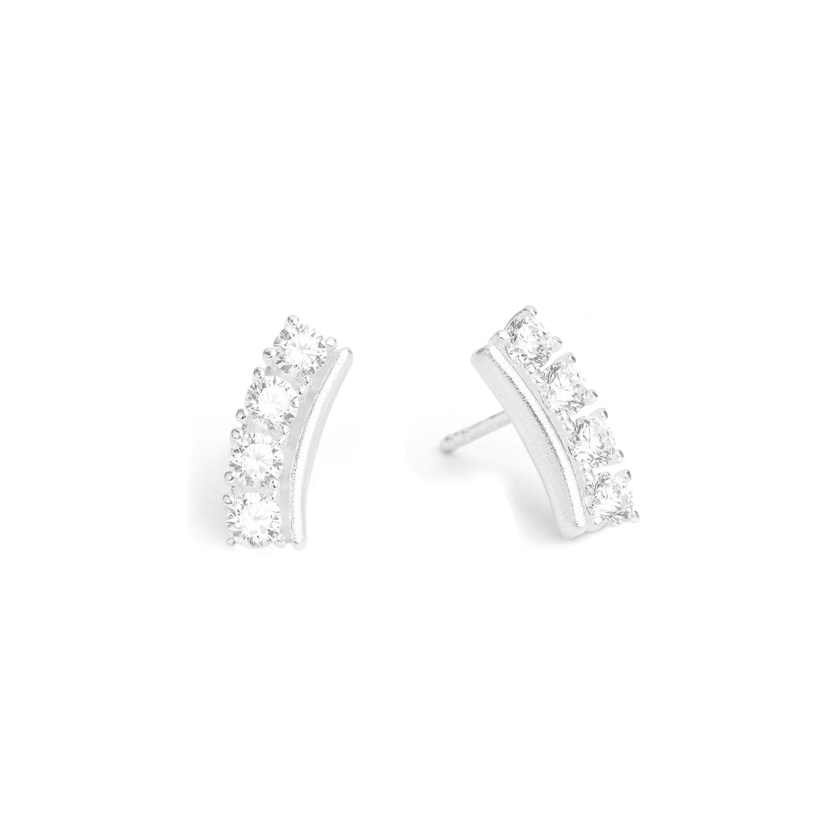 Ohrstecker Scale von BERND WOLF aus 925er Sterlingsilber mit Zirkonia, Designlinie Brilliana.
