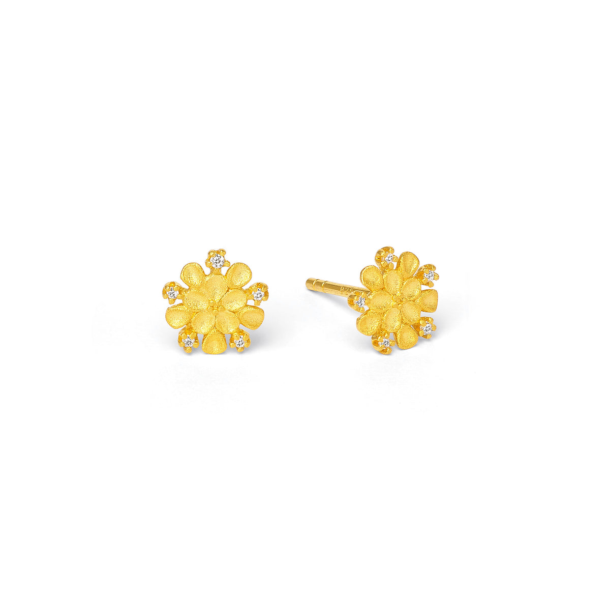 Ohrstecker Cerisi von BERND WOLF aus 24-Karat-goldplattiertem Sterlingsilber mit Zirkonia, Designlinie Flowertimes.