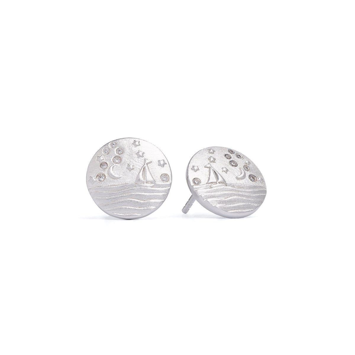 Ohrstecker Sail von BERND WOLF aus 925er Sterlingsilber mit Zirkonia, Designlinie Sun&Moon.